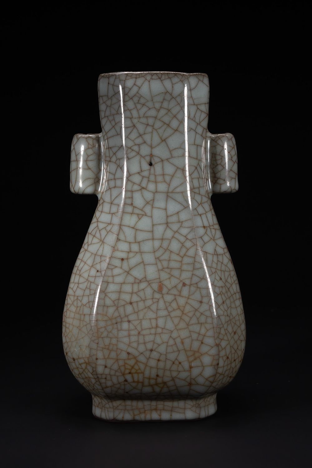 Lot 265: A Chinese Crackle-Glazed Porcelain Vase with Twin Lug...