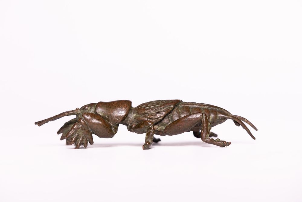 Lot 308: A Japanese Bronze Model of a Praying Mantis.