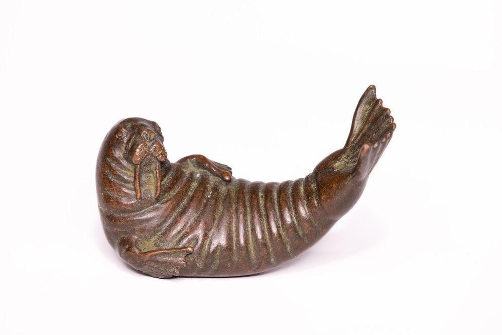 Lot 313: A Japanese Bronze Model of a Walrus.