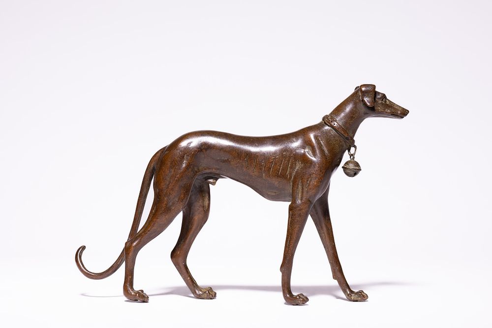 Lot 324: A Japanese Bronze Model of a Hound.
