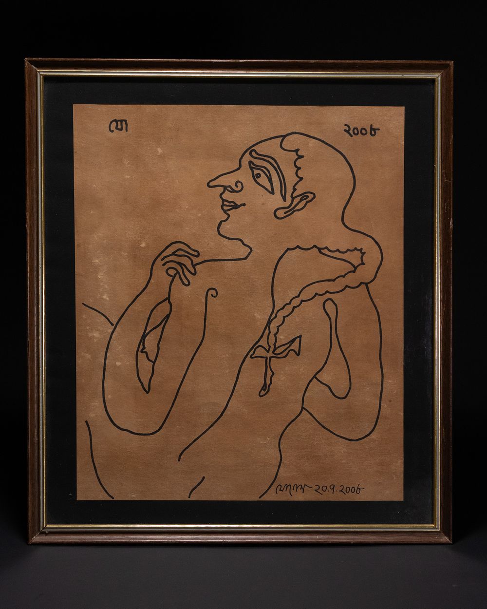 Lot 91: JOGEN CHOWDHURY, FIGURATIVE STUDY, INK ON PAPER, 2006.