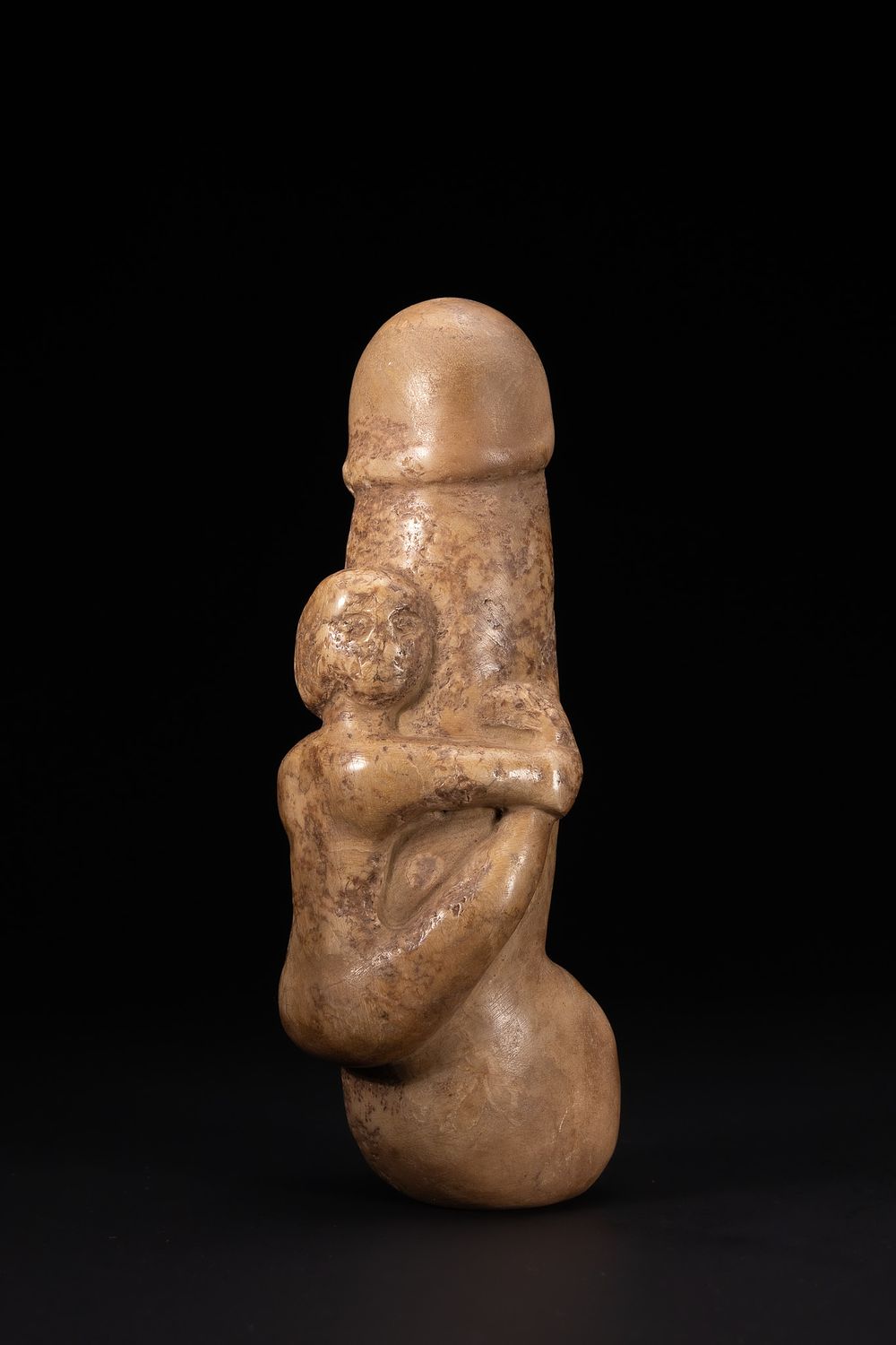 Lot 208: A PTOLEMAIC EGYPTIAN STYLE STONE ITHYPHALLIC DWARF FIGURE.