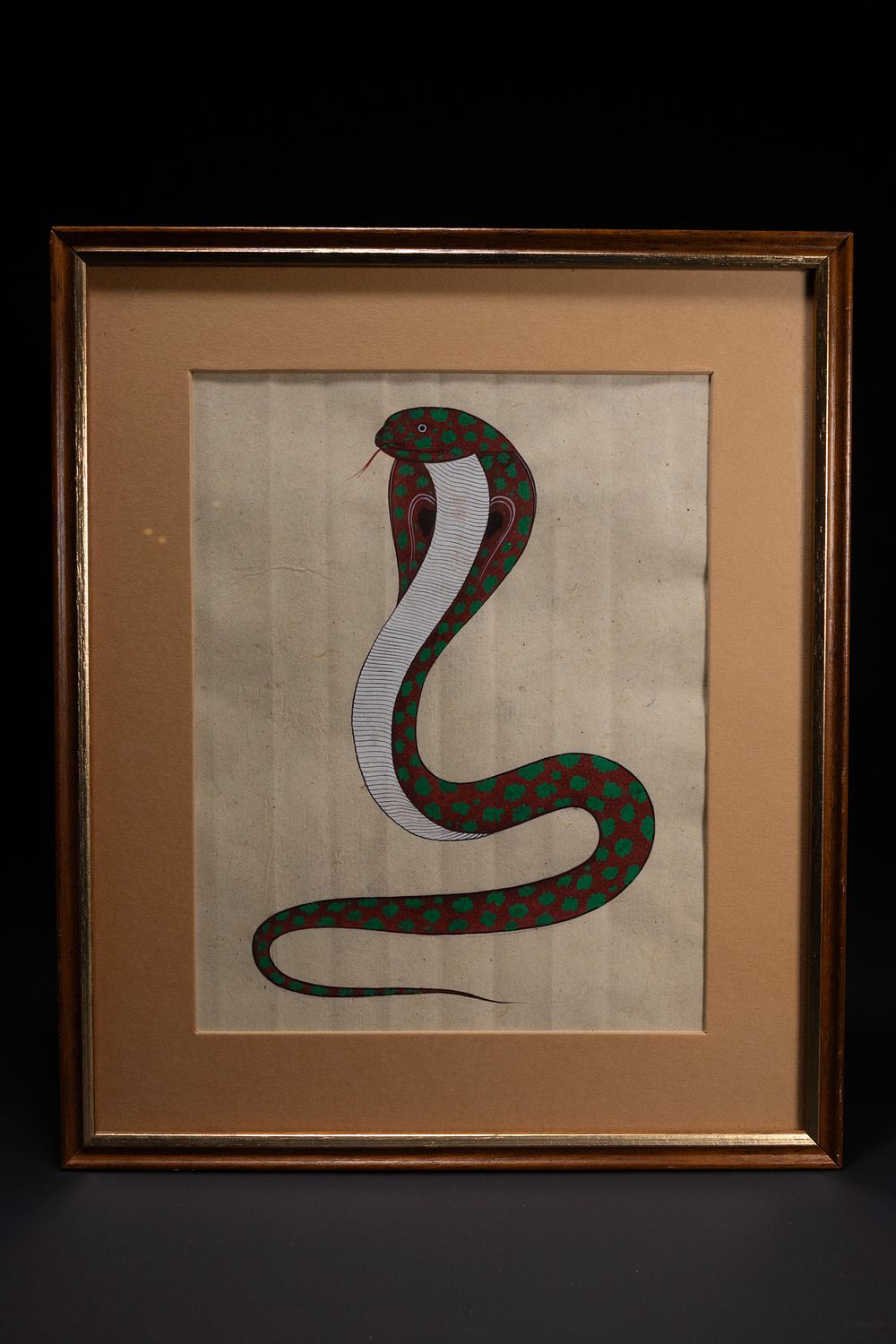 Lot 311: INDIAN SCHOOL, 19TH CENTURY, A PAINTING OF A COBRA.