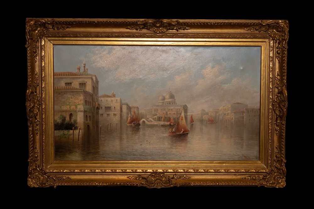 Lot 372: JAMES SALT, OIL ON CANVAS, VENETIAN VEDUTA