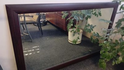 Large Framed Mirror with Beveled Edges. - STC. In good condition we offer mirror. Framed it 