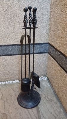Wrought Iron Fireplace Toolset . All the tools for any fireplace, includes a poker with hook 