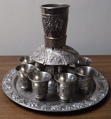 Kiddush or Wine Fountain - STC . A fantastic device that simultaneously fills up 8 cups. The 