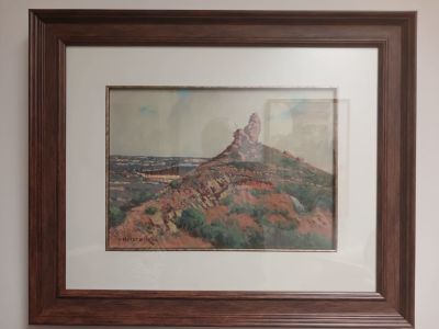 W.H Coetzer Signed Original of a Rocky Outcrop in Oil on Board Framed Behind Glass. This 