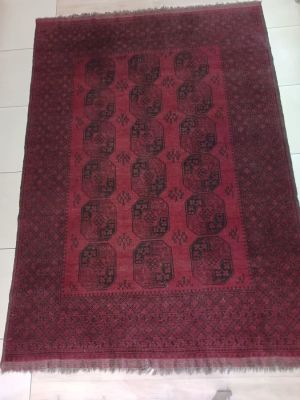 Vintage Turkman Ersari Hand Knotted Elephant Foot Rug from Afghanistan 290cm x 206cm (No 1) - STC.