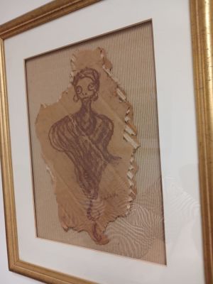 Winston Churchill Masakeng Saoli - Women Figure in Pen on Card - STC. Introducing a captivating 