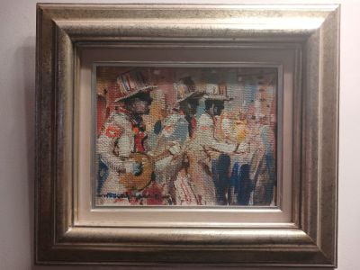 REDUCED: Wessel Marais (1935-2009) Signed Original, Cape Minstrels, Oil on Canvas Laid Down on 