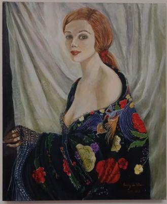 REDUCED - Exotic Oil Painting on Canvas of a Seductive Semi-Nude Lady. Unframed. Signed By 