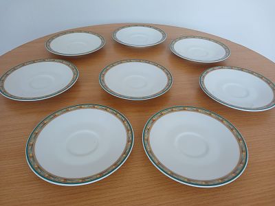 8 Noritake Impromptu Espresso Saucers. Sold as is