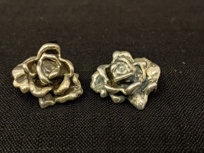Vintage 925 silver earrings rose earrings ear clips. Elegant and timeless, these vintage ear