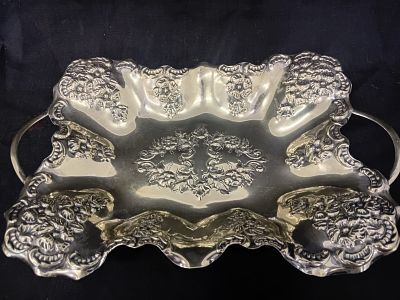 Silver Plated Footed Snack or Trinket Dish. An elegant rectangular trinket dish crafted in