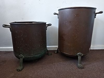 Vintage Steampunk - Repurposed Geysers with Brass Lions Feet Planter Pots. These striking