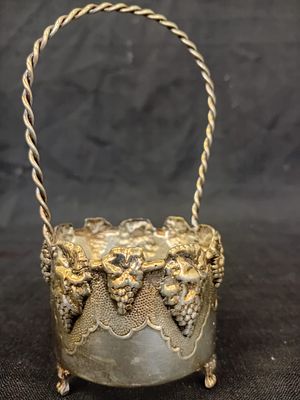 Small 925 Silver Basket by Hazorfim. A delicate small 925 silver basket by Hazorfim, featuring