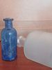 2 Decorative Bottles. Antique blue glass and a modern frosted glassתמונה - 2