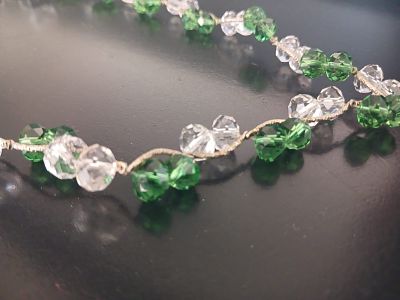 Necklace with Clear & Breen Glass Beads