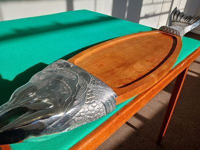 Large Vintage Salmon Serving Platter. This Large Fish Platter features a beautifully crafted 