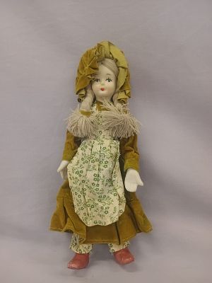 Vintage Porcelain/Cloth Doll . This is a charming porcelain and cloth doll with a delicate 