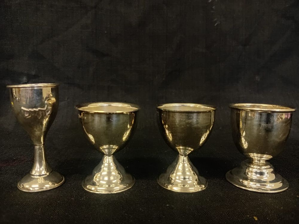 Collection of Four Silver Plated Kiddush Cups. A charming collection of four vintage 