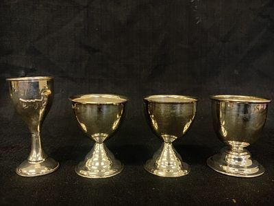 Collection of Four Silver Plated Kiddush Cups. A charming collection of four vintage 