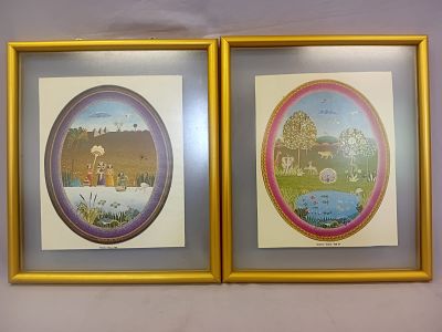 Judaic Art Titled Shabbat and Pesach. Two distinct works that draw on central themes from Jewish 