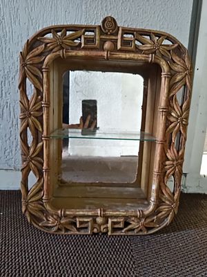 Window Box Frame Display with Mirror Back . A decorative box frame display with a mirror 