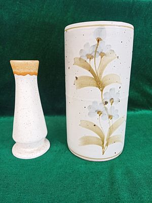 Ceramic Vases. A great addition to any home. 
The larger vase is a pale blue ceramic with a 