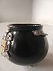 Vintage Three-Legged Uvongo Beach Ceramic Pot – Black Enamel with Metal Handle. A charming תמונה - 5