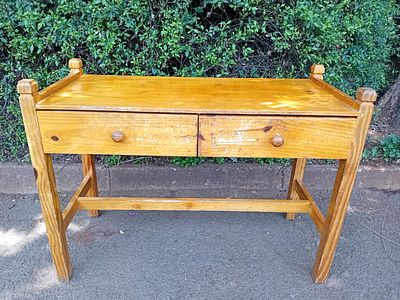 Pine Desk - Side Table with Draws. This table features a sturdy wood frame designed for 