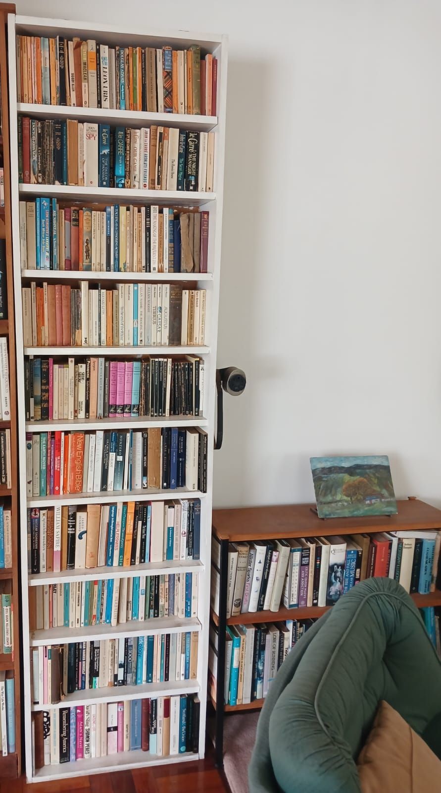 Tall White Bookshelf with Books. Add character and practicality to any room with this tall 