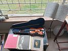 Antique Violin in Crocodile Skin Case with Bow, Music Stand, Music & Other Accessories. Antique Image - 1