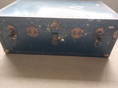 Vintage Shipping Trunk. Sturdy vintage shipping trunk with classic design, ideal for storage 