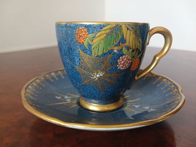 Carlton Ware “Spiderweb” Bleu Royale Demitasse Cup & Saucer Duo – c.1940. A striking 