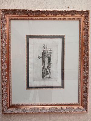 Beautifully Framed Graphic from an Engraving Depicting the Statue of Mercury - STC. . This 