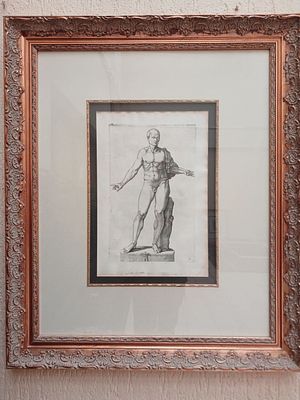 Beautifully Framed Graphic from an Engraving Depicting the Statue of Julius Caesar. Numbered 95 