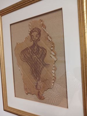 Winston Masakeng Saoli - Women Figure in Pen on Card. Introducing a captivating piece of art 