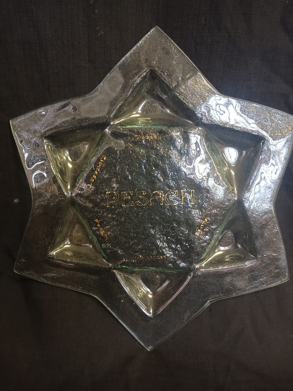 Slumped Glass Seder Plate. Offering this exquisite slumped glass Seder plate, beautifully shaped 