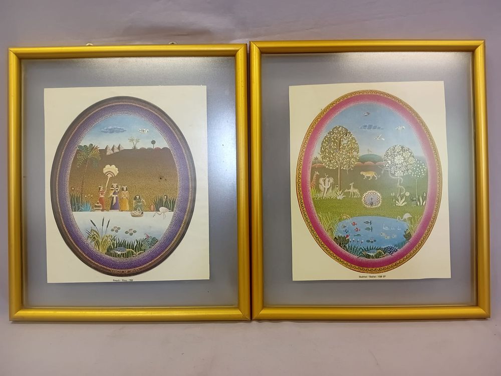 Judaic Art Titled Shabbat and Pesach. Two distinct works that draw on central themes from Jewish 