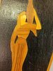 Handmade Israel Olive Wood Folk Art Plaque. This piece stands 23 cm tall and features a striking Image - 2