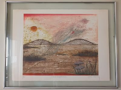 Ren&eacute; Carcan (Belgian, 1925-1993) ‘Pont de Pennsylvanie’ – Signed Limited Edition Color Etching 