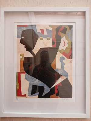 "Love Me" Numbered and Signed Chromolithograph by Papa Shikongeni (Namibia) . African 