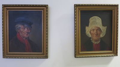 Unattributed - Antique Matching Portraits of a Dutch Couple Painted in Oil on Board. Measuring 