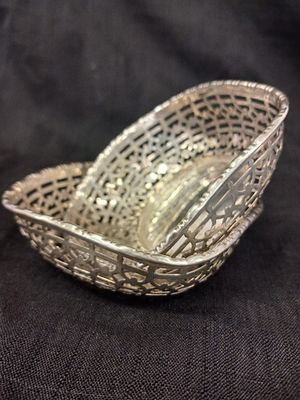 Antique EPNS Pierced Bon Bon Dishes – 9.5cm Square. A pair of antique electroplated nickel 