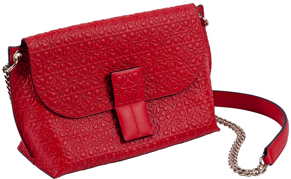 LOEWE. Red leather handbag with embossed monogram 16 x 25 cm 300 - 500 €