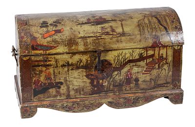 An English japanned chest, 18th Century 70 x 60 x 122 cm 800 - 1.000 €