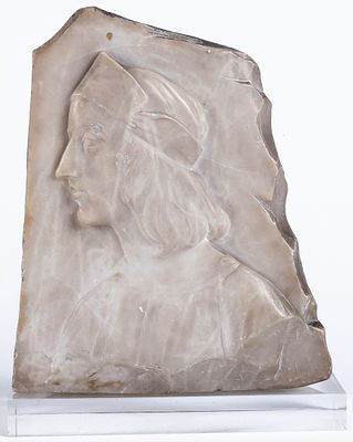 Emilio Fiaschi (Italy, 1858 - 1941) An Italian marble relief "Renaissance Knight", 19th Century 