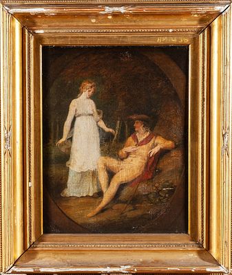 Escena Galante. English School, ca.1800, Circle of George Morland “Gallant Scene” Oil on canvas 
